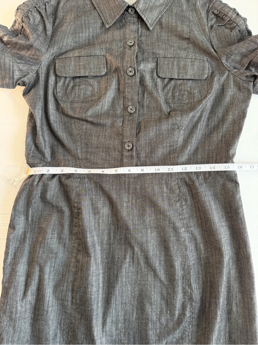 Calvin Klein Grey Shirt Dress with Chest Pockets - Picture 5 of 8
